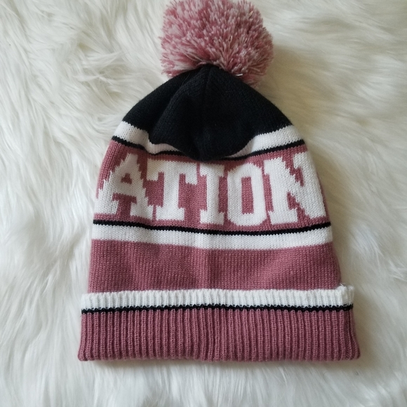 Pink Nation Knit Hat with pom pom - Picture 3 of 9